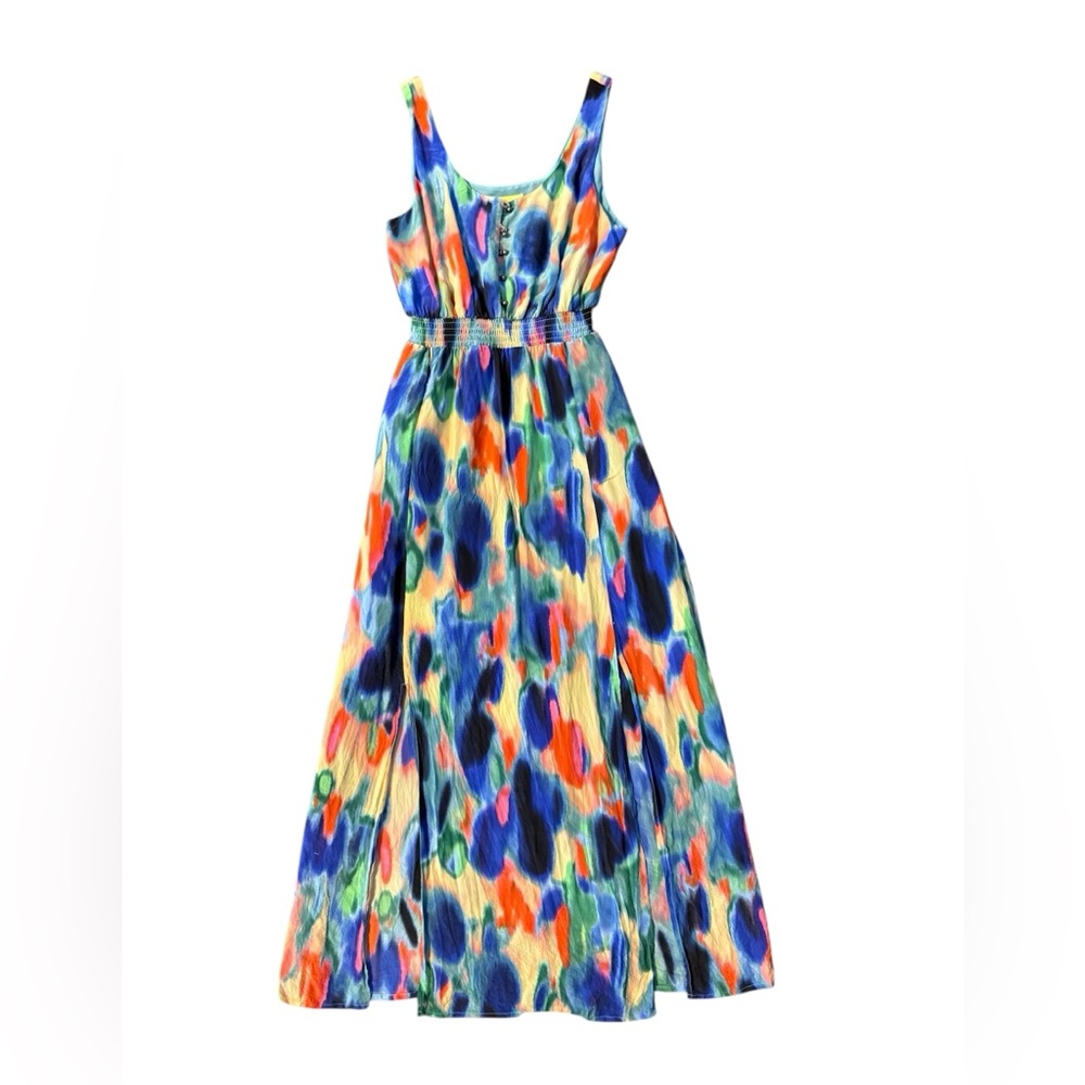 Maeve by Anthropologie Women's Size 2 Aloisia Watercolor Silk Flowy Maxi Dress - Picture 2 of 15